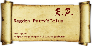 Regdon Patrícius névjegykártya